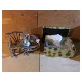 Twig Doll Bench with TY Beanie Baby Bear, Plush Koala, and Decorative Box