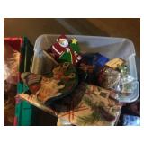 Large Collection of Holiday and Christmas Decorations in Storage Totes