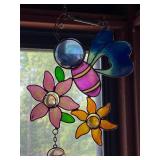 Stained Glass Butterfly Flower Wind Chime Sun Catcher