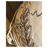 Large Hand-Painted Mexican Pottery Vase with Floral Motif and Stand