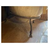 Large Hand-Painted Mexican Pottery Vase with Floral Motif and Stand