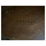 Large Hand-Painted Mexican Pottery Vase with Floral Motif and Stand