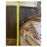 Large Hand-Painted Mexican Pottery Vase with Floral Motif and Stand