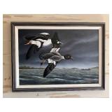 Framed R. Schiebel 1993 Duck Hunting Oil Painting 34x25 Inches