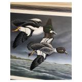 Framed R. Schiebel 1993 Duck Hunting Oil Painting 34x25 Inches