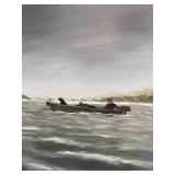 Framed R. Schiebel 1993 Duck Hunting Oil Painting 34x25 Inches