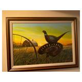 Richard Schiebel 2001 Framed Pheasant Barn Landscape Painting 34x27