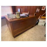 Wood Office Desk with Drawers and Swivel Armchair contents not included