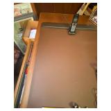 Wood Office Desk with Drawers and Swivel Armchair contents not included