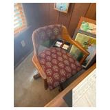 Wood Office Desk with Drawers and Swivel Armchair contents not included