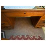 Wood Office Desk with Drawers and Swivel Armchair contents not included