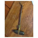 Vintage Native American Stone Hammer with Wood Handle and Leather Binding