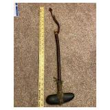 Vintage Native American Stone Hammer with Wood Handle and Leather Binding