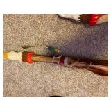 Set of 3 Hand-Carved Eagle Head Walking Sticks with Feathers and Dreamcatcher