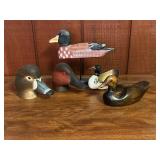 Set of 5 Carved Wooden Duck and Waterfowl Figures