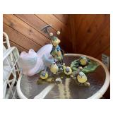 Garden Decor Figurine Collection with Cat, Bee, Birds and Frog