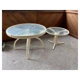 Set of 2 Round Glass Top Outdoor Patio Tables