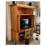 Solid Wood Entertainment Center Cabinet with Glass Doors, 78x46x25 Inches Contents not included
