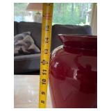 Large Red Haeger Ceramic Vase 15 Inch