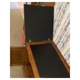 Solid Wood Cabinet with Flip-Top Panels and Interior Shelving