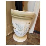 Decorative Ceramic Umbrella Stand with Hand-Painted Butterfly and Fern Design