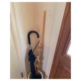 Decorative Ceramic Umbrella Stand with Hand-Painted Butterfly and Fern Design