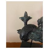 Capricorn Patinated Bronze Color Sculpture on Black Base, Zodiac Figure