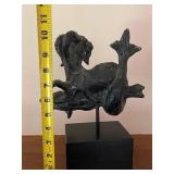 Capricorn Patinated Bronze Color Sculpture on Black Base, Zodiac Figure