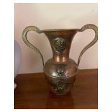 Pair of Decorative Antique Vases - Hand-Painted Porcelain and Metal