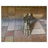 Brass Fireplace Log Holder with Claw Feet and Birch Logs