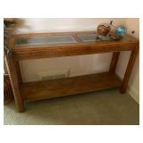 Wood and Glass Sofa Table with Lower Shelf 47x13x26 Inches