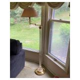 Vintage Crystal Swing Arm Floor Lamp with Pleated Shade