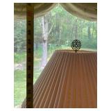 Porcelain Table Lamp with Floral Design and Pleated Shade