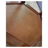 Hexagonal Wood and Glass Side Table with Lower Shelf