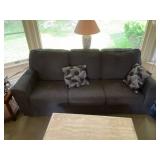 Gray Upholstered Sofa and Loveseat Set with Throw Pillows - Wear