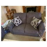 Gray Upholstered Sofa and Loveseat Set with Throw Pillows - Wear