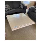 Square Travertine Coffee Table with Pedestal Base