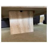 Square Travertine Coffee Table with Pedestal Base