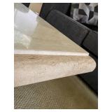 Square Travertine Coffee Table with Pedestal Base