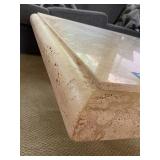 Square Travertine Coffee Table with Pedestal Base