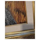 Framed R. Neumann Dog Portrait Oil Painting