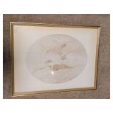 Framed Duck Print Artwork with Gold Frame 20x24 Inches