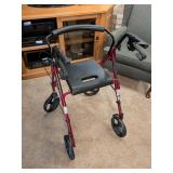 Drive Medical Folding Rollator Walker with Seat and Brakes