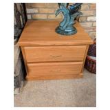 Wooden Two-Drawer Filing Cabinet with Brass Handles