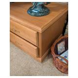 Wooden Two-Drawer Filing Cabinet with Brass Handles