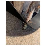 Vintage Metal Fireplace Log Holder with Brass Handle and Ornate Feet