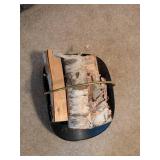 Vintage Metal Fireplace Log Holder with Brass Handle and Ornate Feet