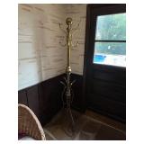 Vintage Brass Standing Coat Rack with Spiral Base