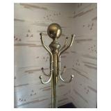 Vintage Brass Standing Coat Rack with Spiral Base