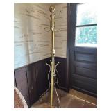 Vintage Brass Standing Coat Rack with Spiral Base